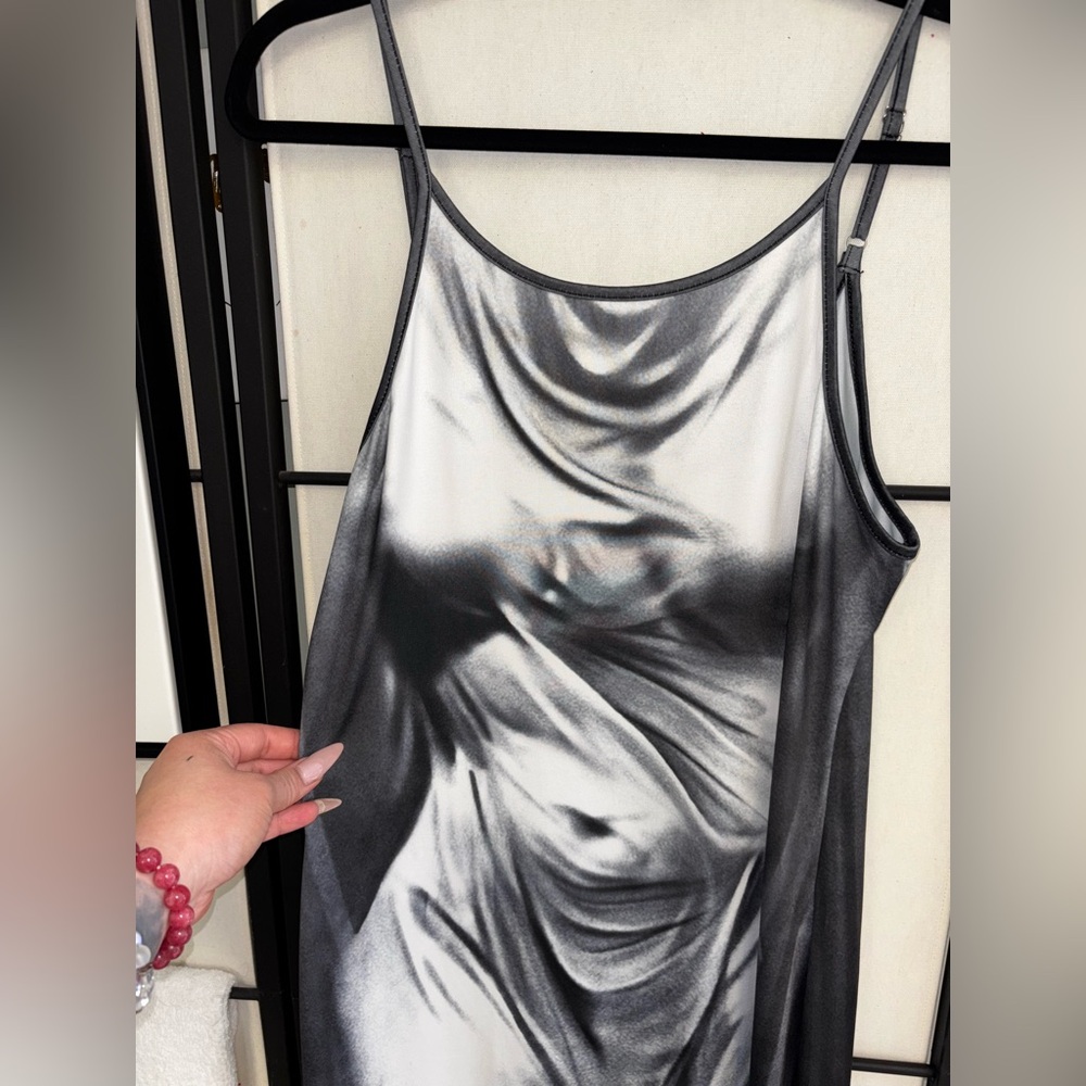 Black and White Abstract Slip Dress